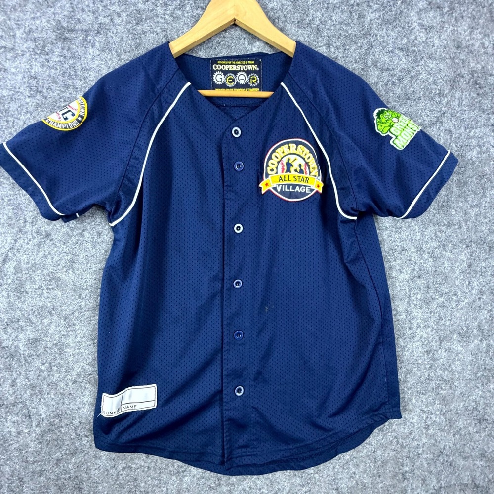 Cooperstown Gear All Star Village Baseball Jersey Youth XL Blue Green Monster